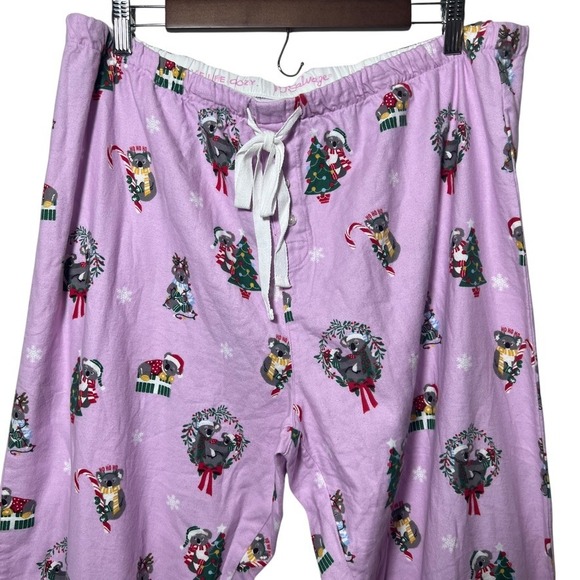 PJ Salvage Cozy Pink Christmas PJ Pants XL Women's Holiday Koala Trees Cotton - Picture 2 of 6